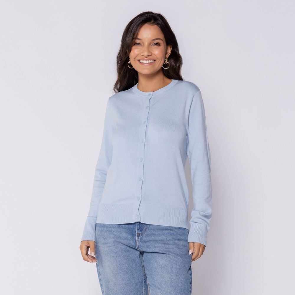 Cardigan Feminino De Tricot Decote Redondo Patricia Foster