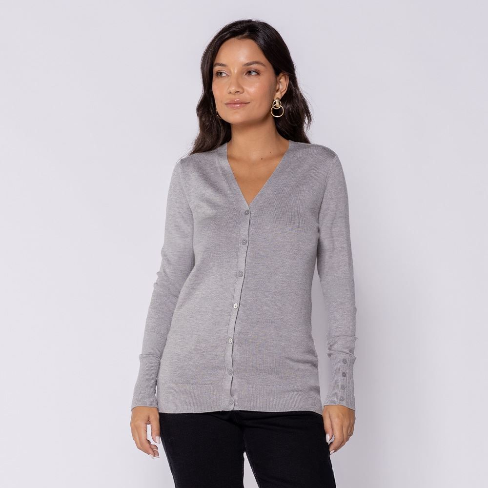 Cardigan Feminino De Tricot Decote V Patricia Foster