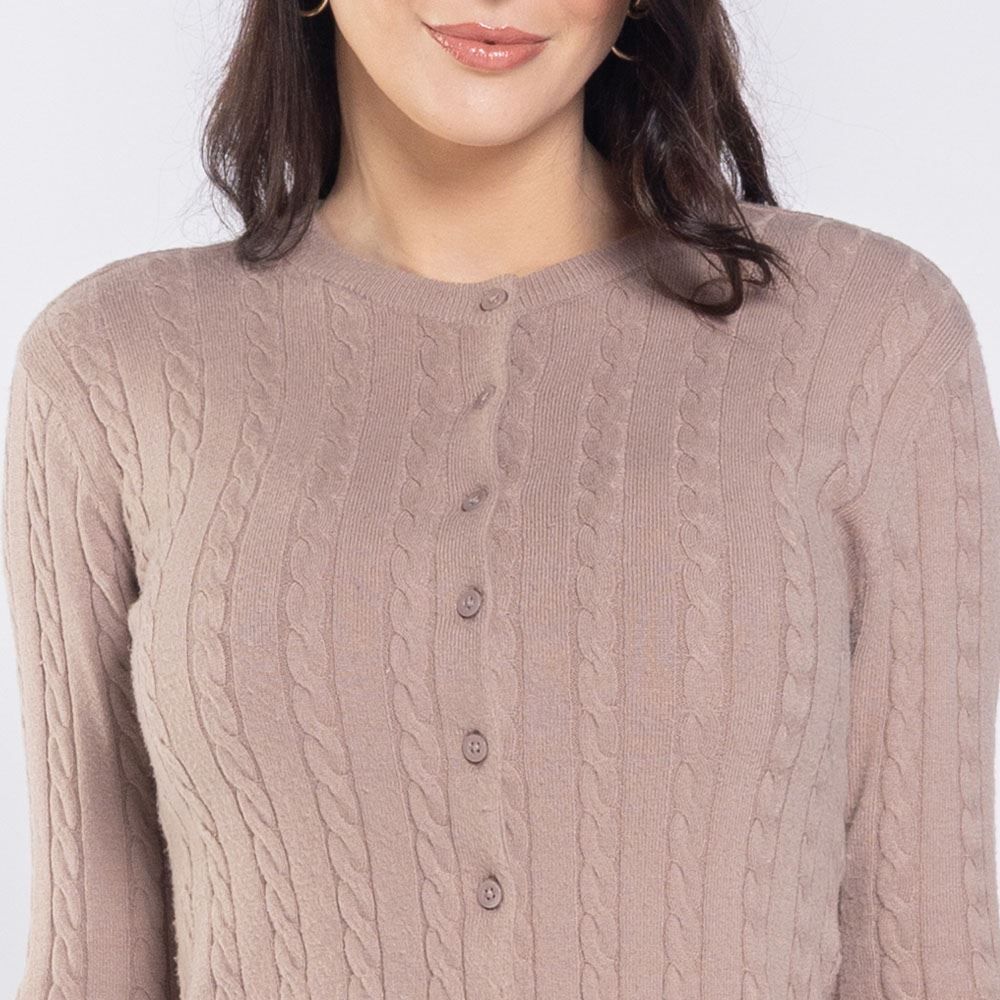 Cardigan Feminino De Tricot Trançado Boby Blues