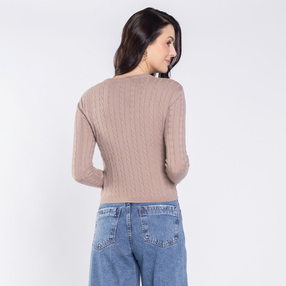 Cardigan Feminino De Tricot Trançado Boby Blues