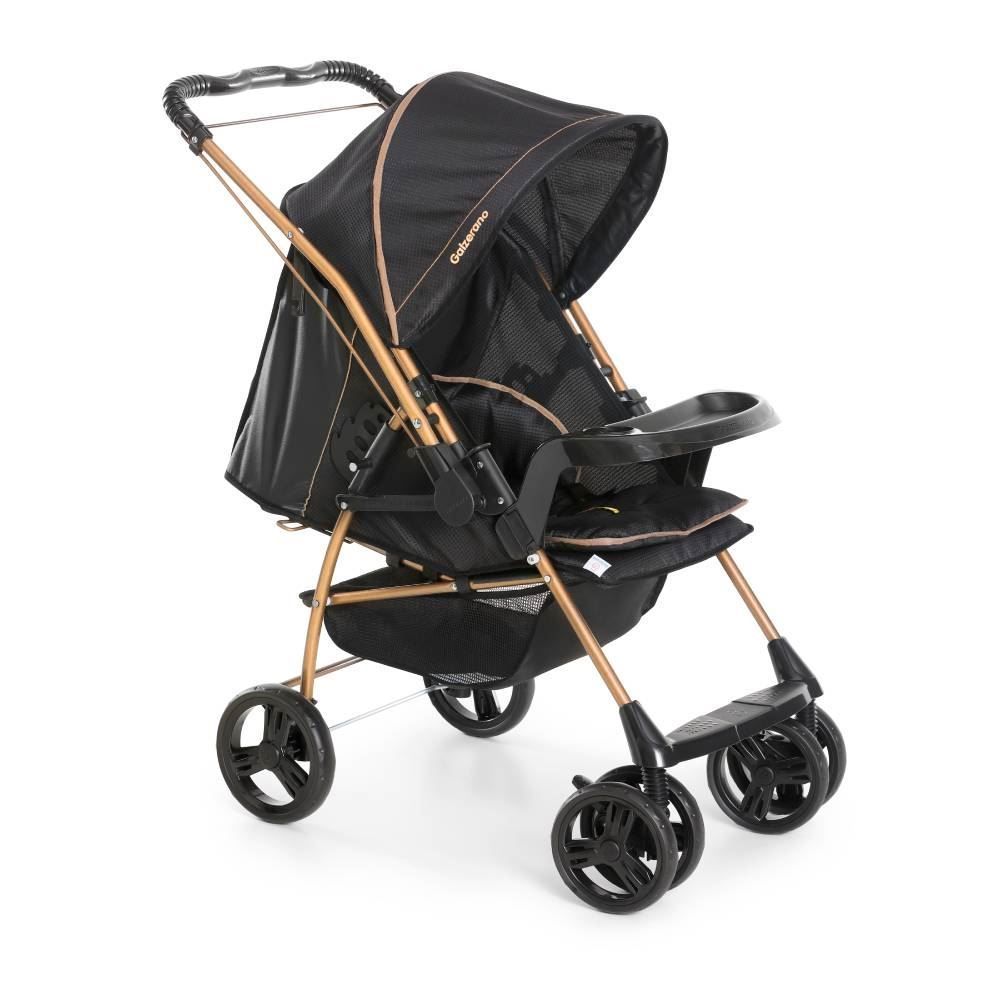 Carrinho De Bebê Milano Reversível Galzerano New - Preto Golden