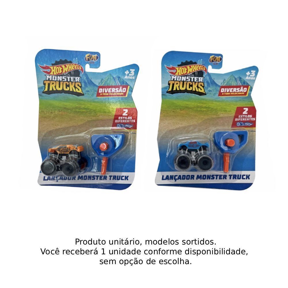 Mini Lançador Monster Truck Carrinho Hot Wheels Fun - Sortido