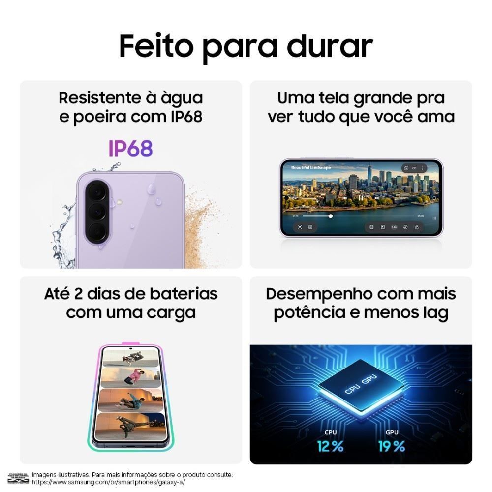 Celular Samsung Galaxy A37 5G 128Gb 6Gb Ram Câmera 50Mp Recursos Ai - Lavanda