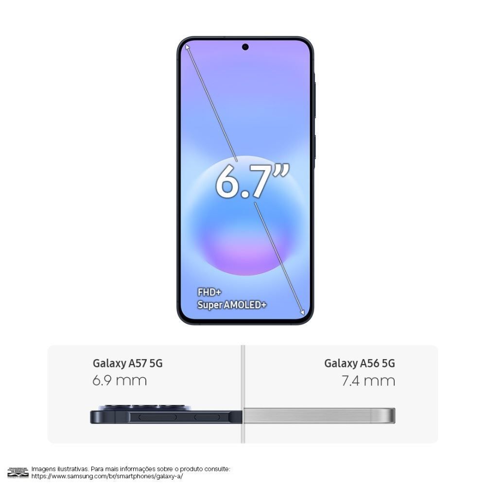 Celular Samsung Galaxy A57 5G 256Gb 8Gb Ram Recursos Ai Câmera 50Mp - Cinza