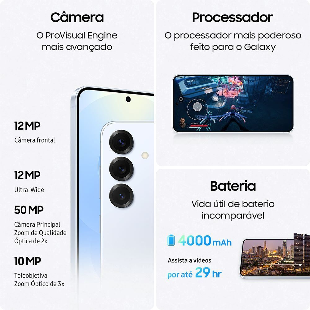 Celular Samsung Galaxy S25 5G 256Gb 12Gb Câmera Tripla - Azul Claro