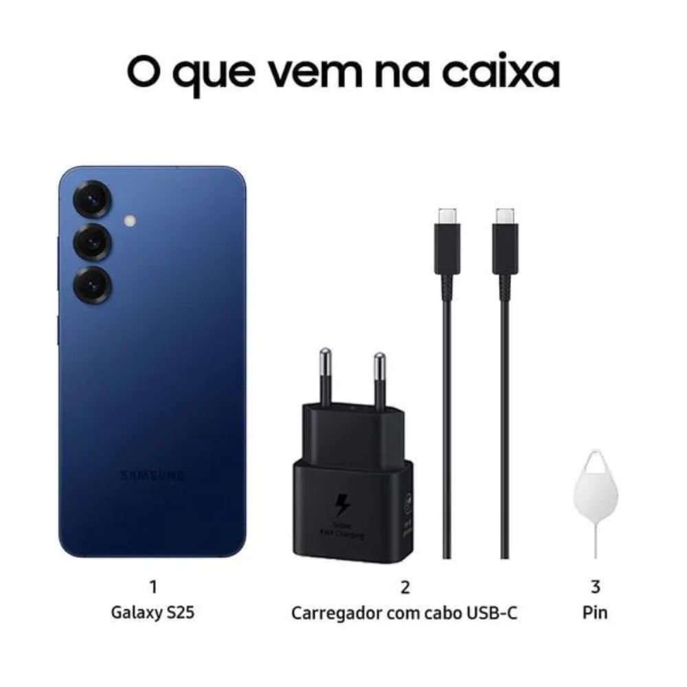 Celular Samsung Galaxy S25 5G 256Gb 12Gb Câmera Tripla - Azul Escuro
