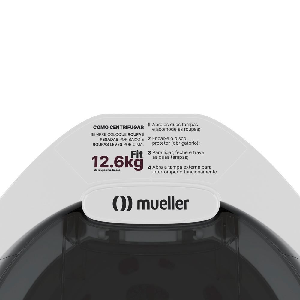 Centrífuga de Roupas Mueller Fit Branco 12,6 Kg Roupa Molhada