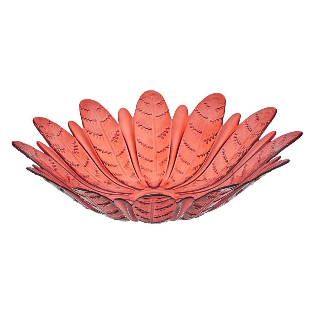 Centro De Mesa Folhas Vermelho Vitazza 39Cm - Vidro