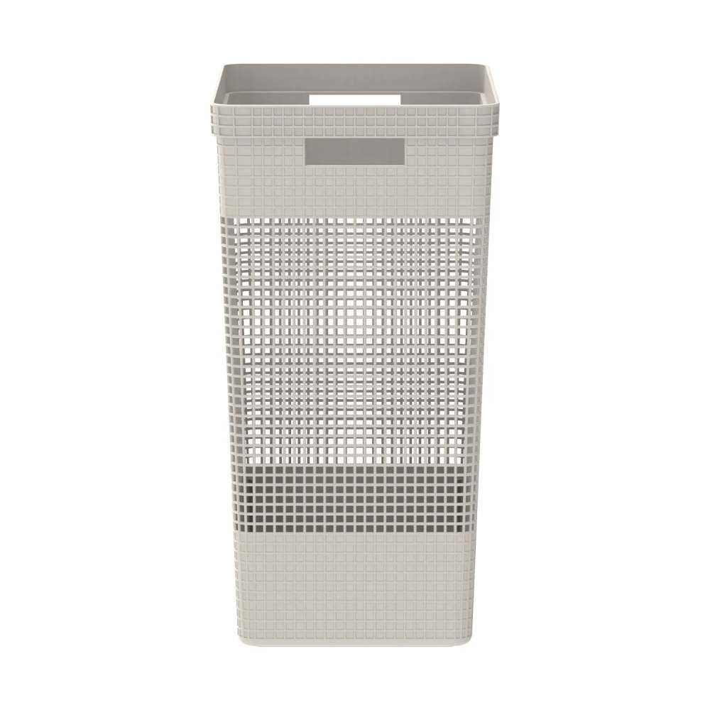 Cesto De Roupas Com Tampa De Plástico Grid Martiplast 49 Litros - Bege