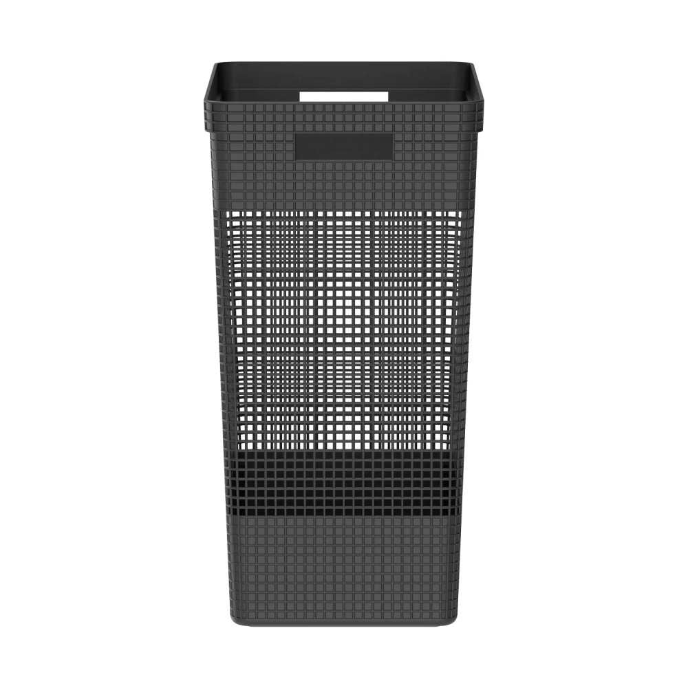 Cesto De Roupas Com Tampa De Plástico Grid Martiplast 49 Litros - Preto