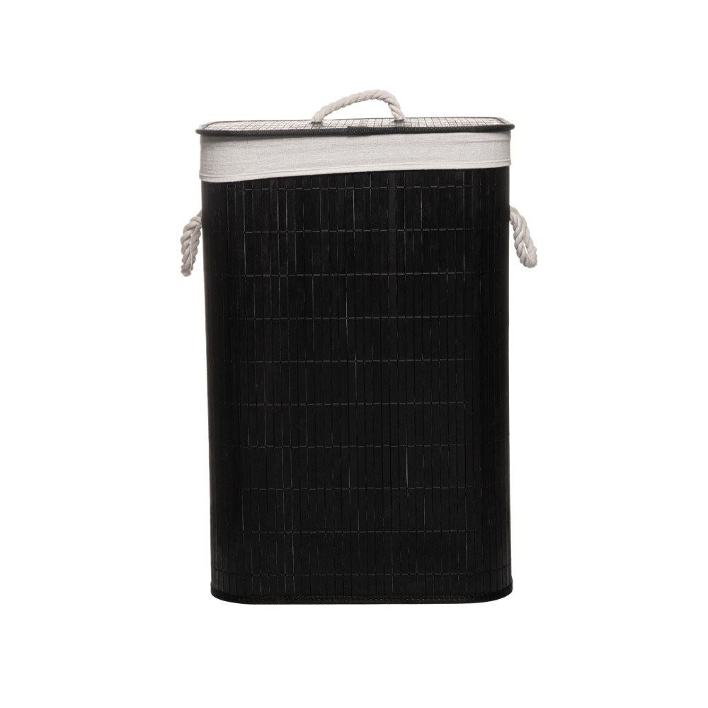 Cesto De Roupas De Bambu Com Tampa  Lyor - Preto