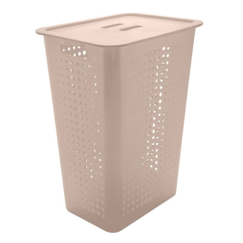 Cesto para Roupas com Tampa Martiplast 47 Litros - Bege