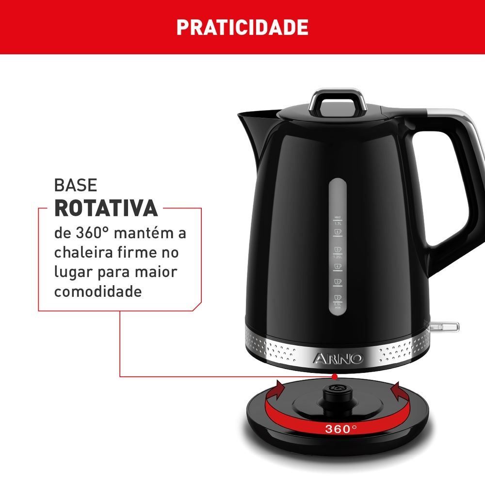 Chaleira Elétrica Arno Soleil 1,7 Litros Preta