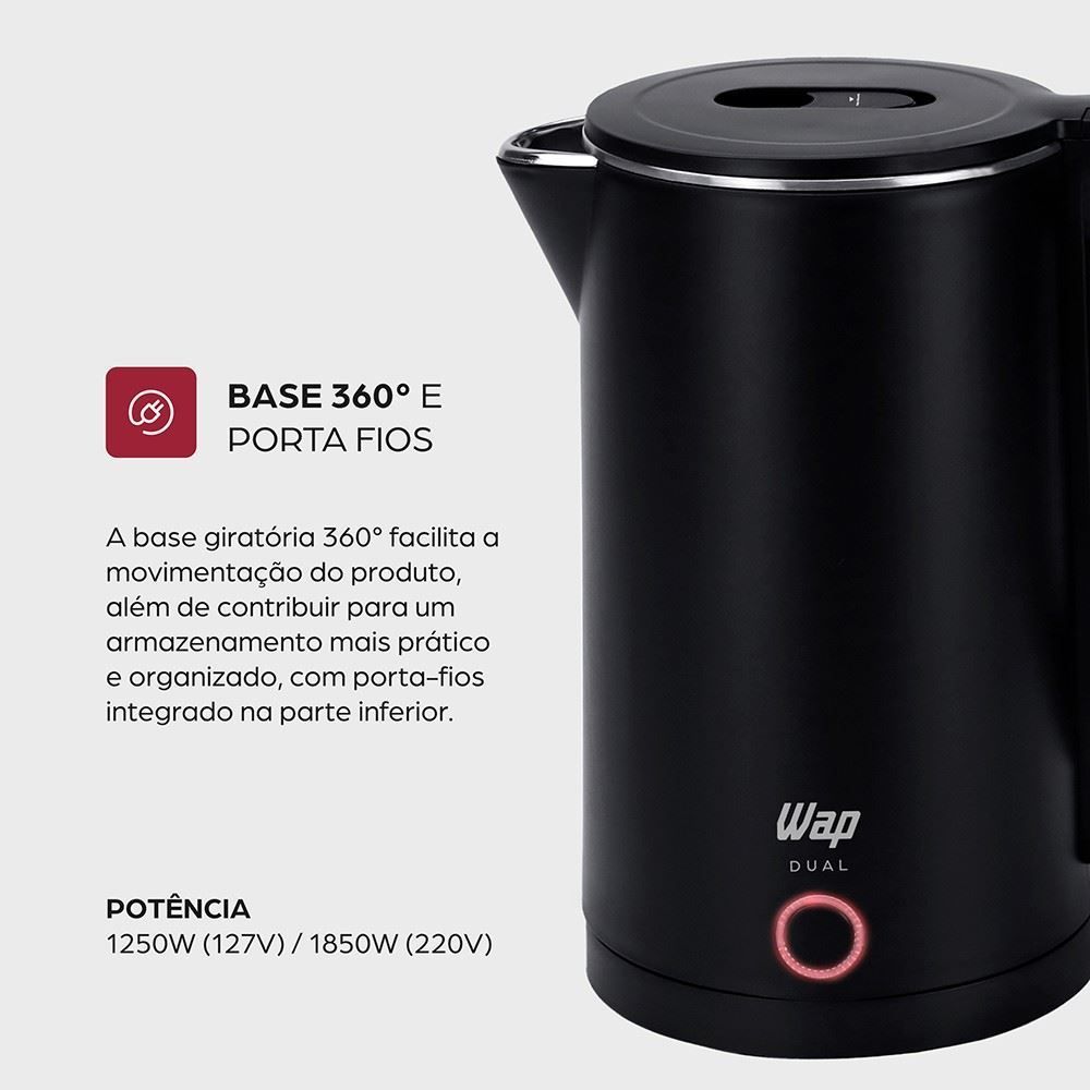 Chaleira Elétrica Wap Dual Wced1 1,8 Litros Duplo Revestimento