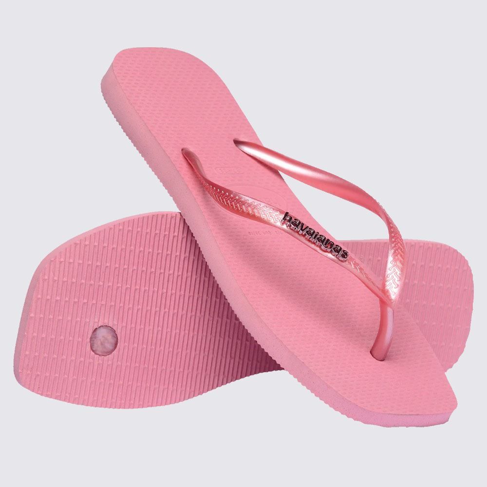 Chinelo Havaianas Feminino Slim Square Logo Metallic