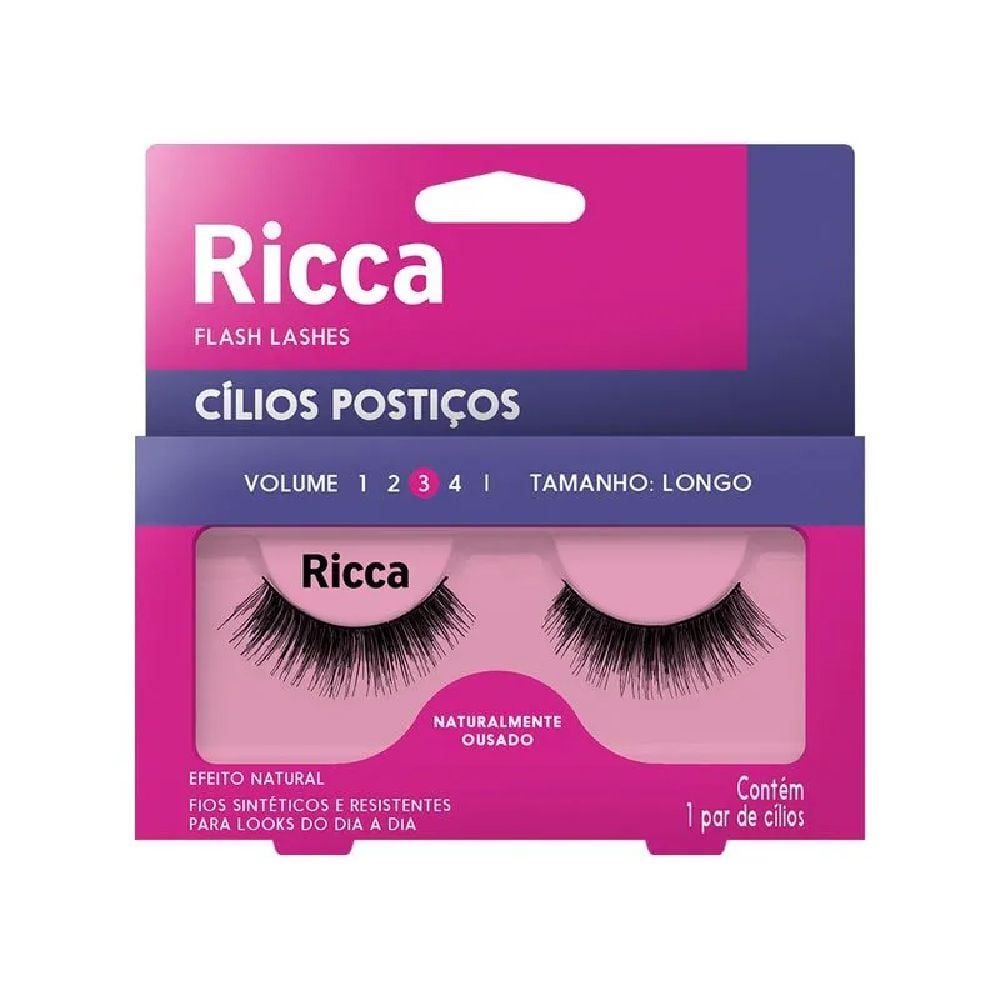 Cílios Postiços Naturalmente Ousados Volume 3 Ricca - Longo