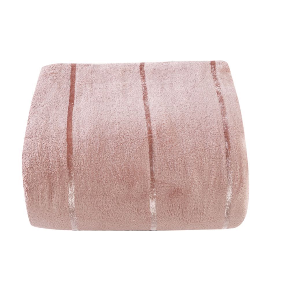 Cobertor Casal 100% Poliéster Elegance Stripe Havan Casa  - Rosa Pálido 