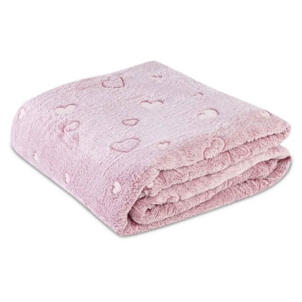 Cobertor Casal Microfibra 3D Havan Casa - Coração Rose