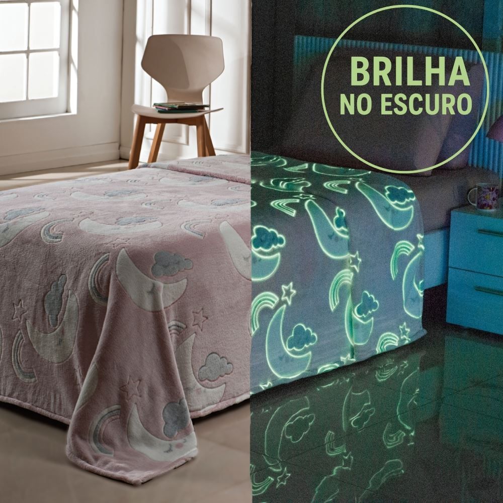 Cobertor Infantil Mágico Encantos Brilha No Escuro - Rosa Moon