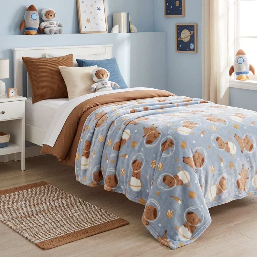Cobertor Infantil Solteiro Lumini Havan Kids - Capivara Astronauta