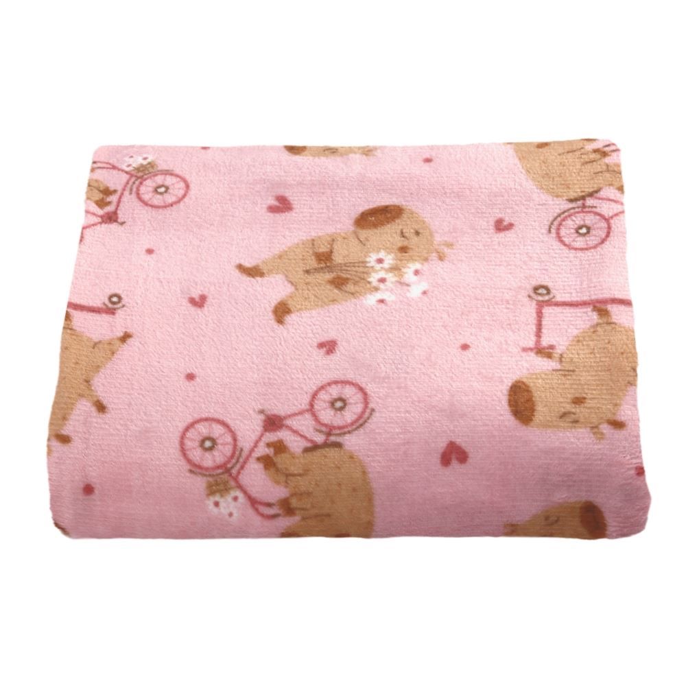 Cobertor Infantil Solteiro Lumini Havan Kids - Capivara Rosa