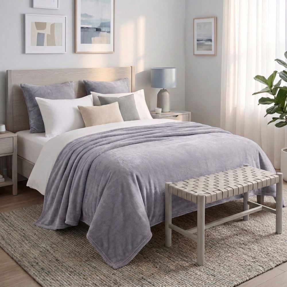 Cobertor Queen Neo Velour Camesa - Cinza