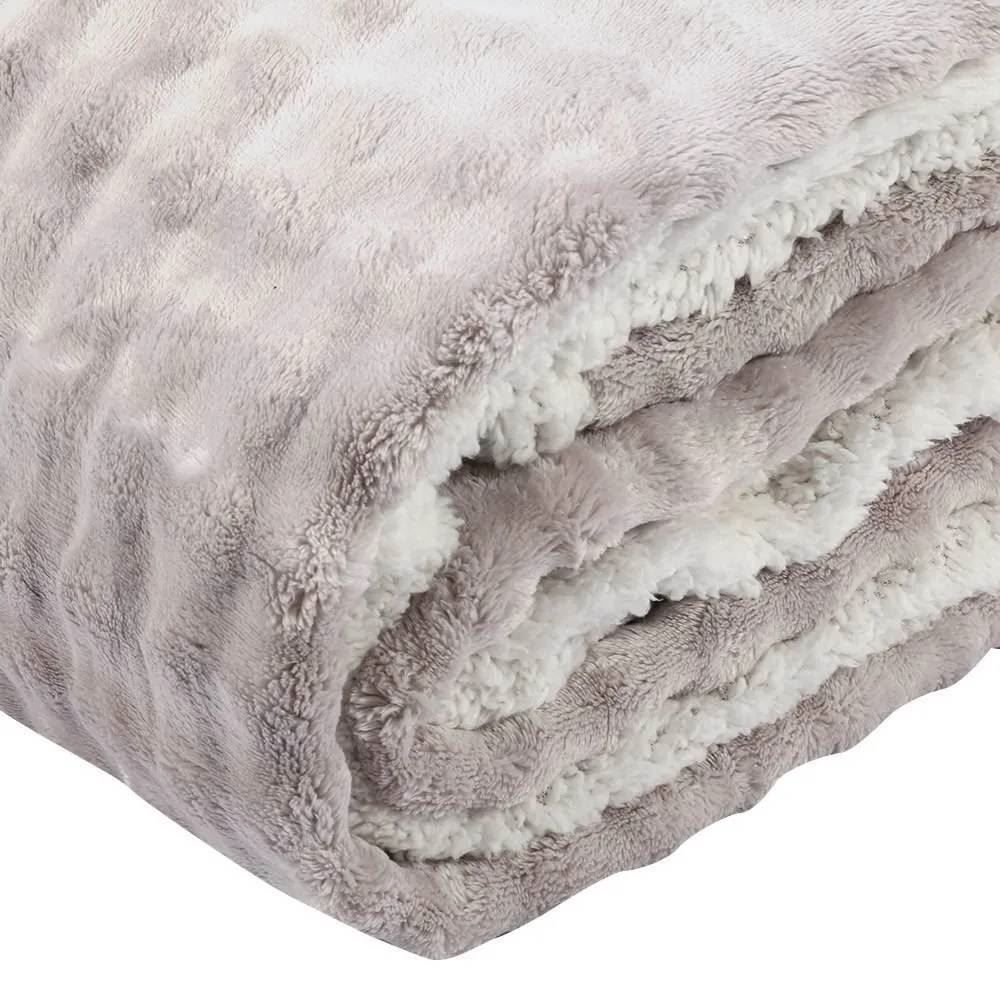 Cobertor Queen Sherpa Requinte Havan Casa - Cinza Ice