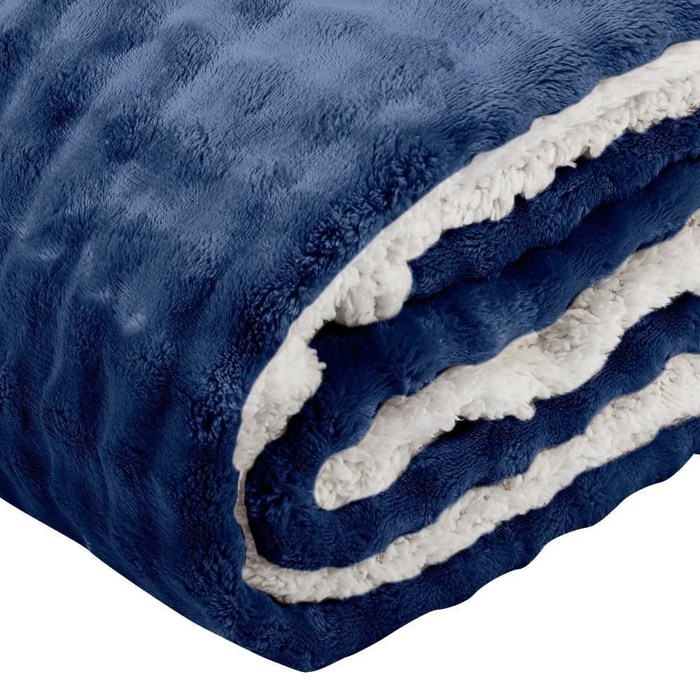 Cobertor Sherpa Queen Requinte Havan Casa - Midnight Blue