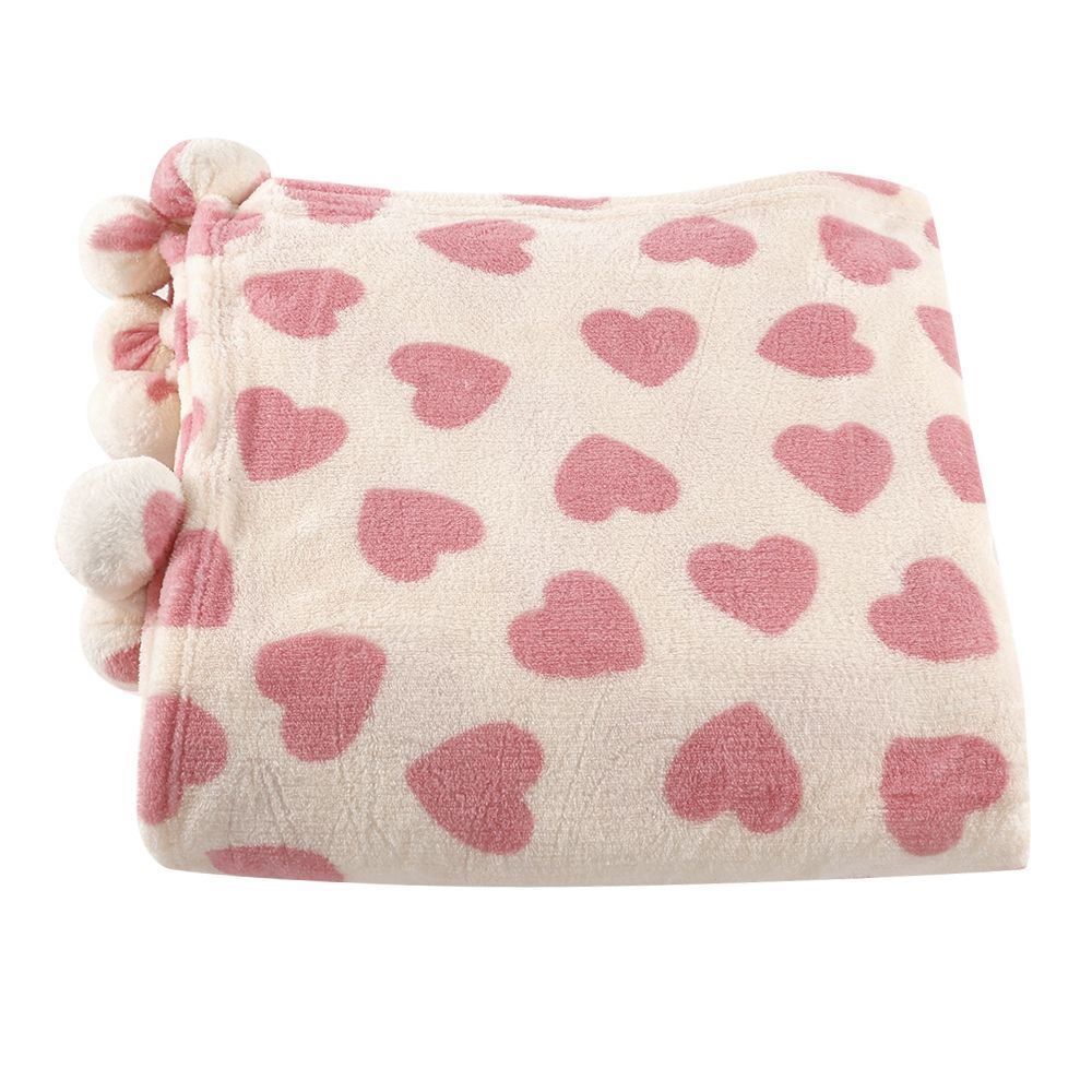 Cobertor Solteiro Infantil 100% Poliéster Pompom Havan Kids - Coração Rose
