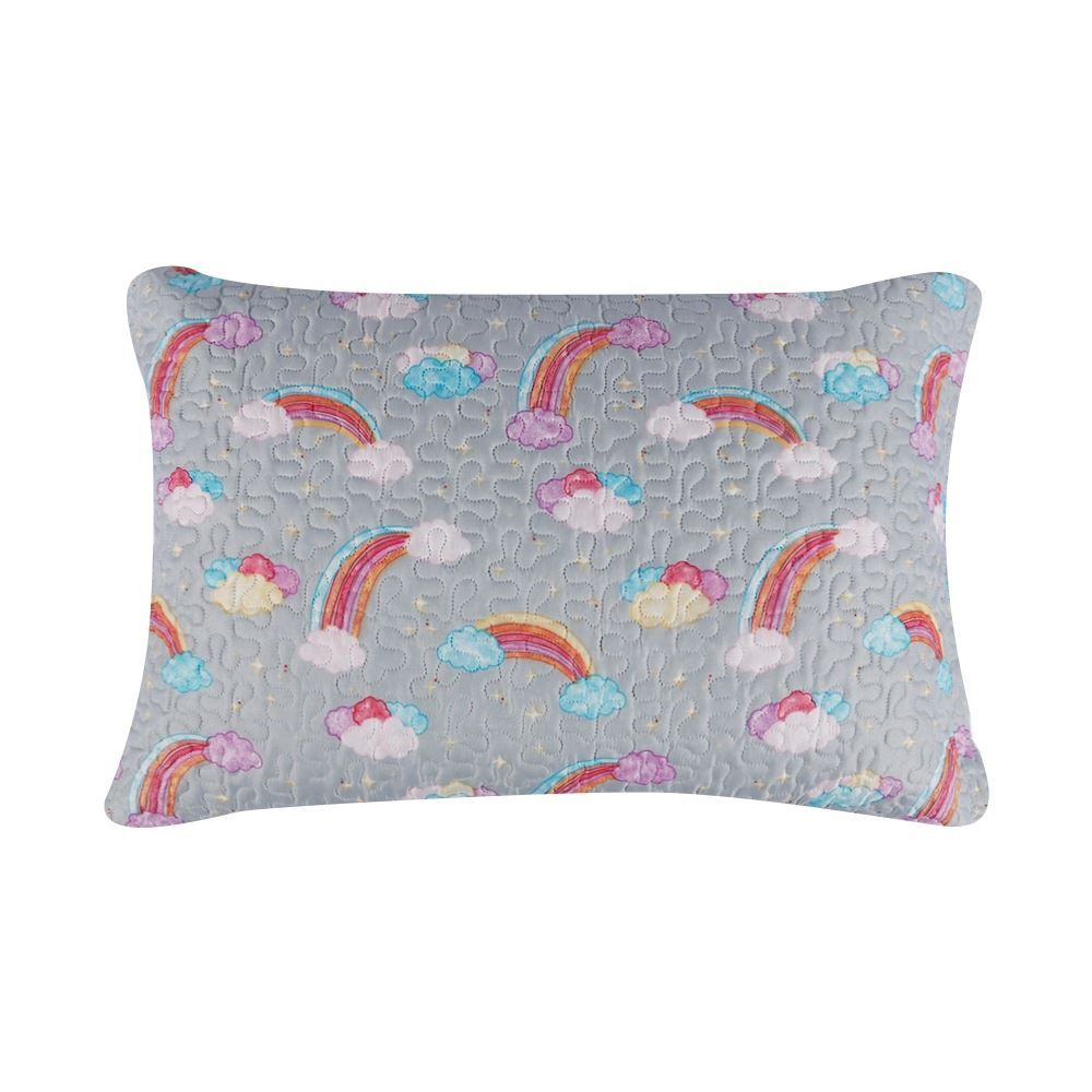 Kit Colcha Solteiro Dupla Face Matelado Havan Kids 2 pçs - Rainbow Cinza