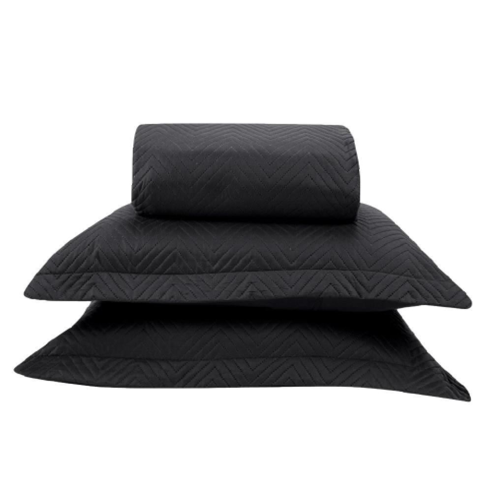 Kit Colcha King 100% Poliéster Lisa Versalhes Havan Casa 3 Pçs - Preto