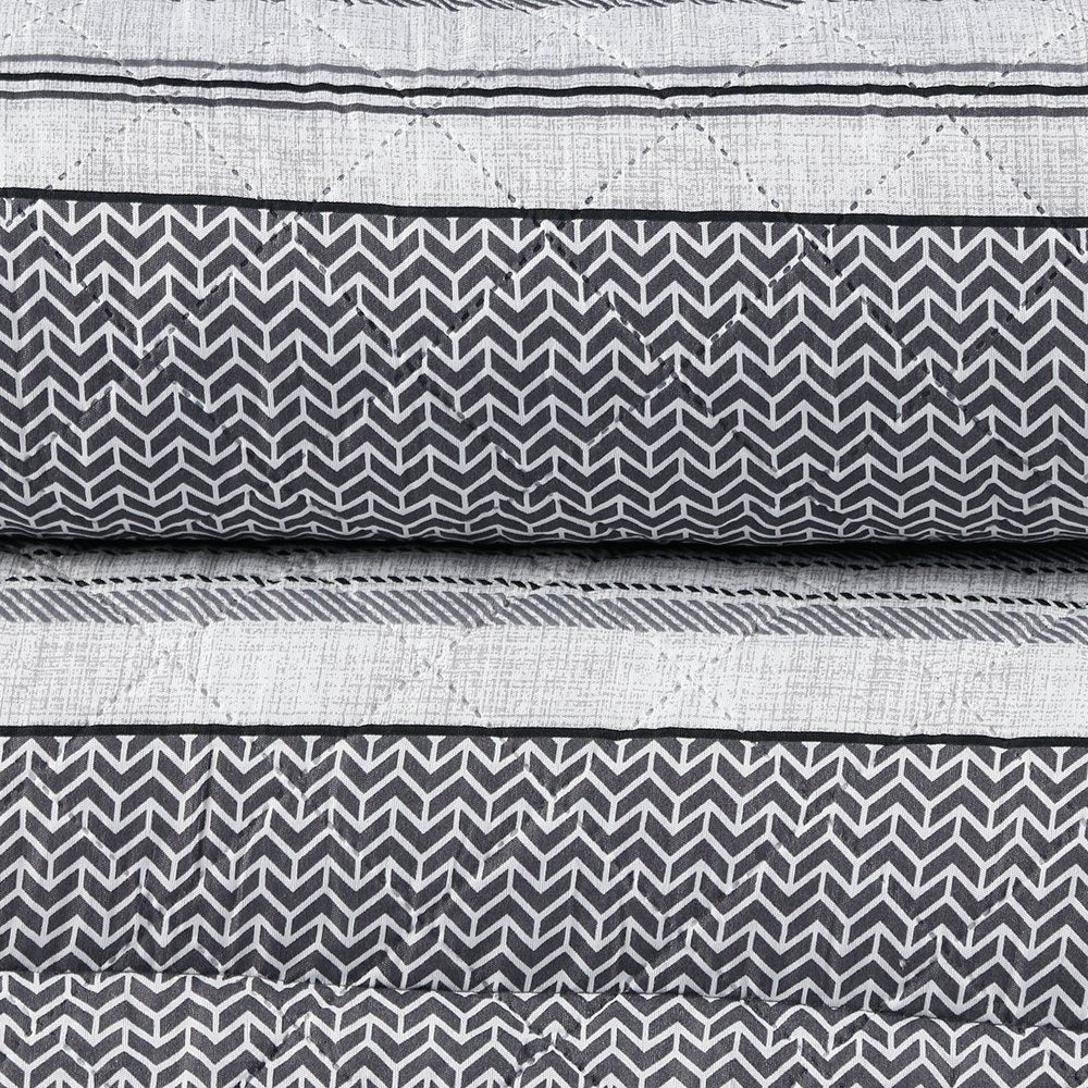 Kit Colcha King Versalhes Estampada Havan Casa 3 Peças - Geo Cinza