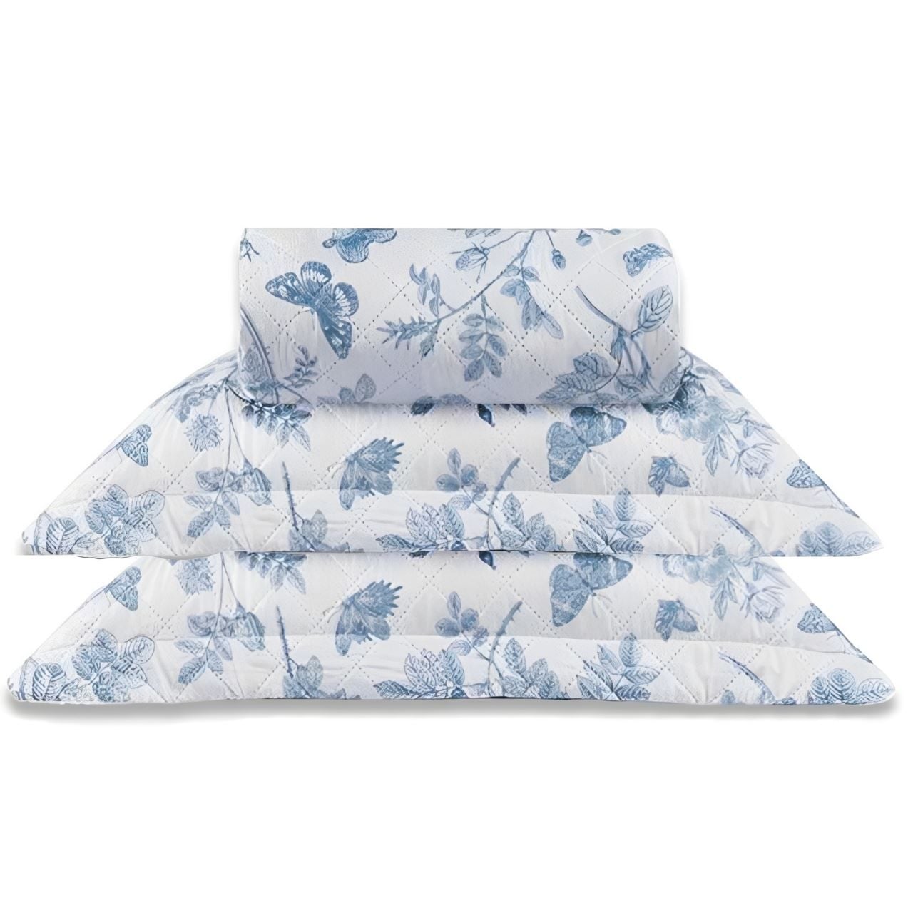 Kit Colcha King Versalhes Estampada Havan Casa 3 Peças - Floral Azul