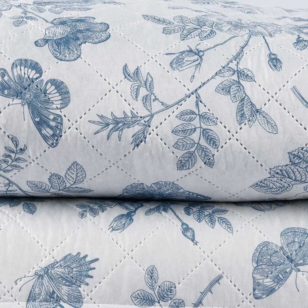 Kit Colcha King Versalhes Estampada Havan Casa 3 Peças - Floral Azul