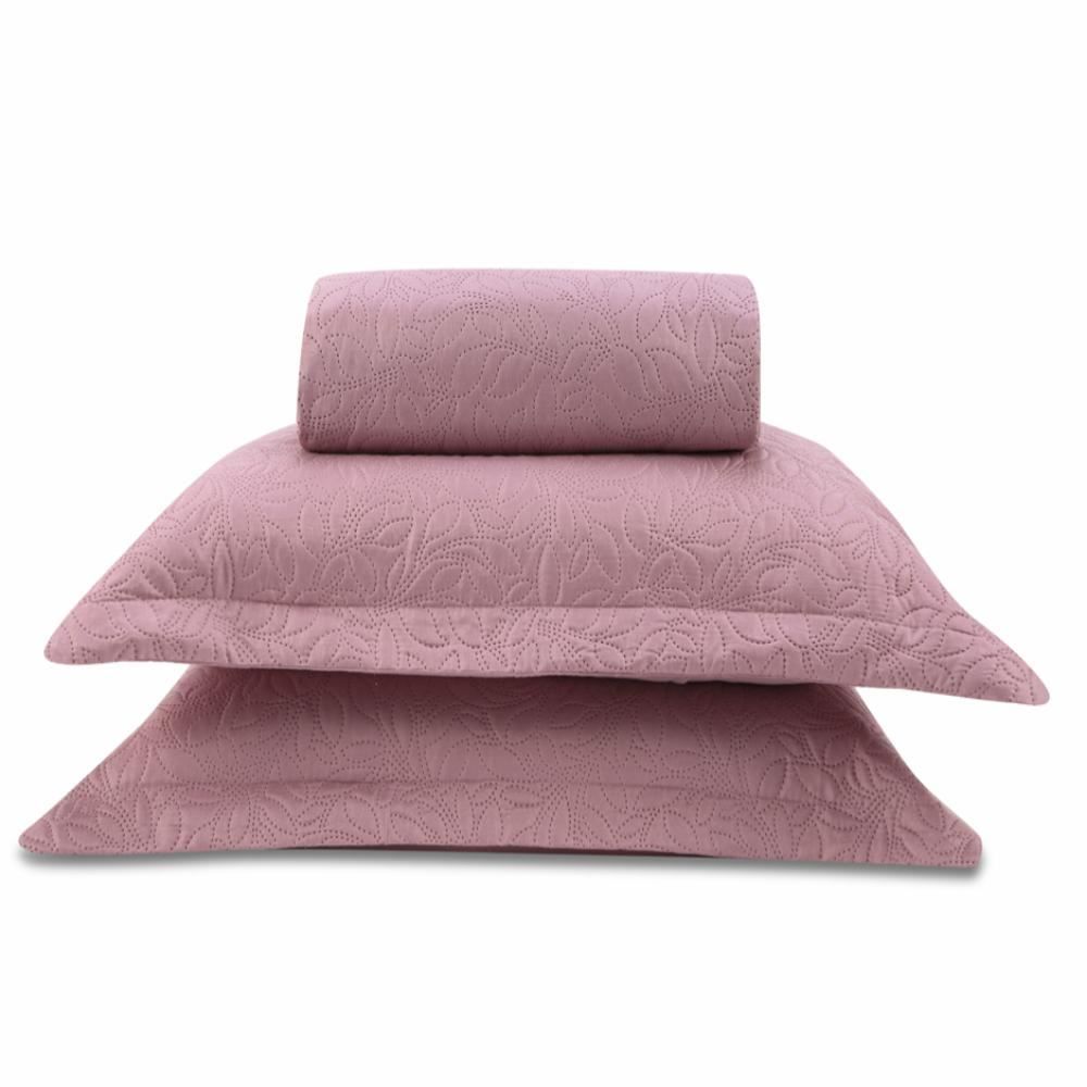 Kit Colcha Queen 100% Poliéster Lisa Versalhes Havan Casa 3 Pçs - Rosa Velho