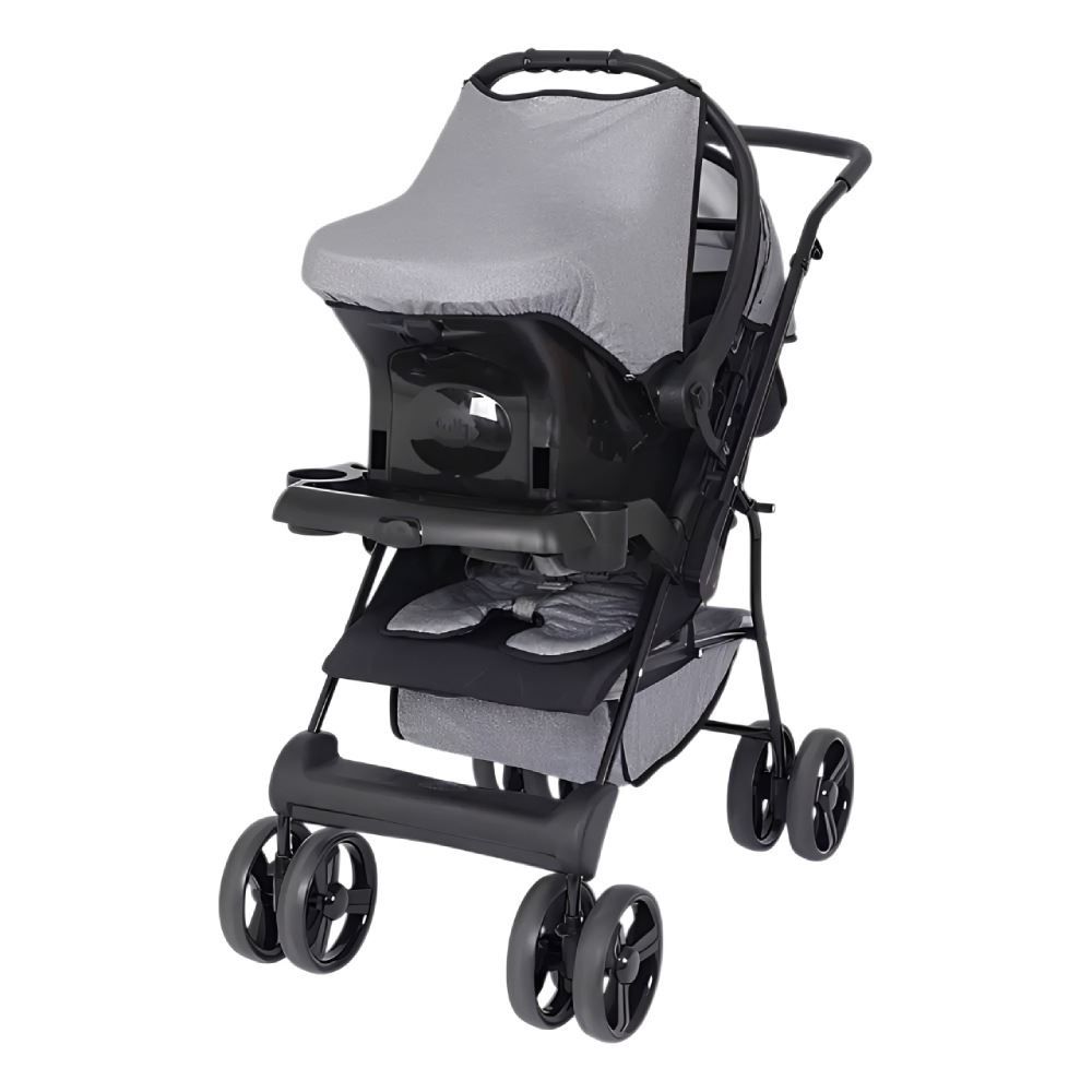 Kit Carrinho de Bebê Solare e Bebê Conforto Tutti Baby - Cinza Mescla