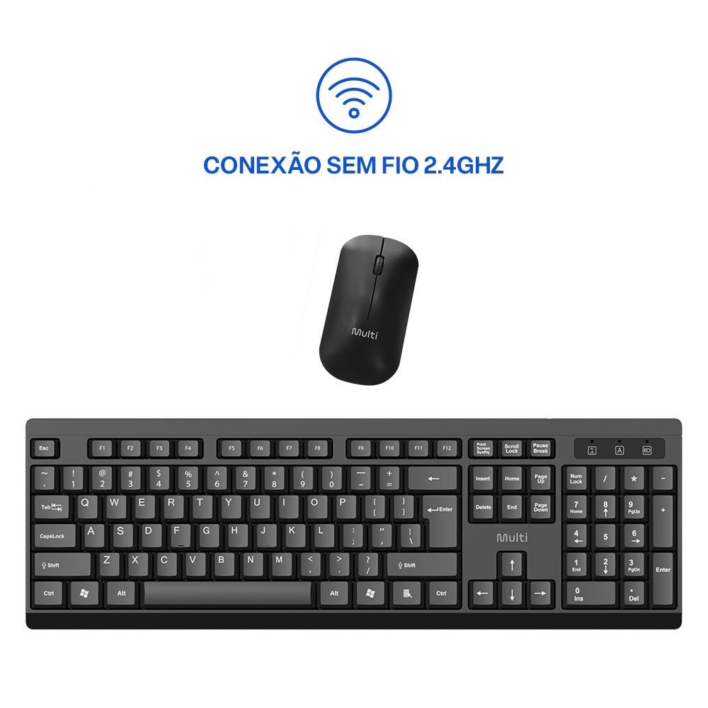 Combo Sem Fio Básico Multi Usb 2.4Ghz 1200Dpi