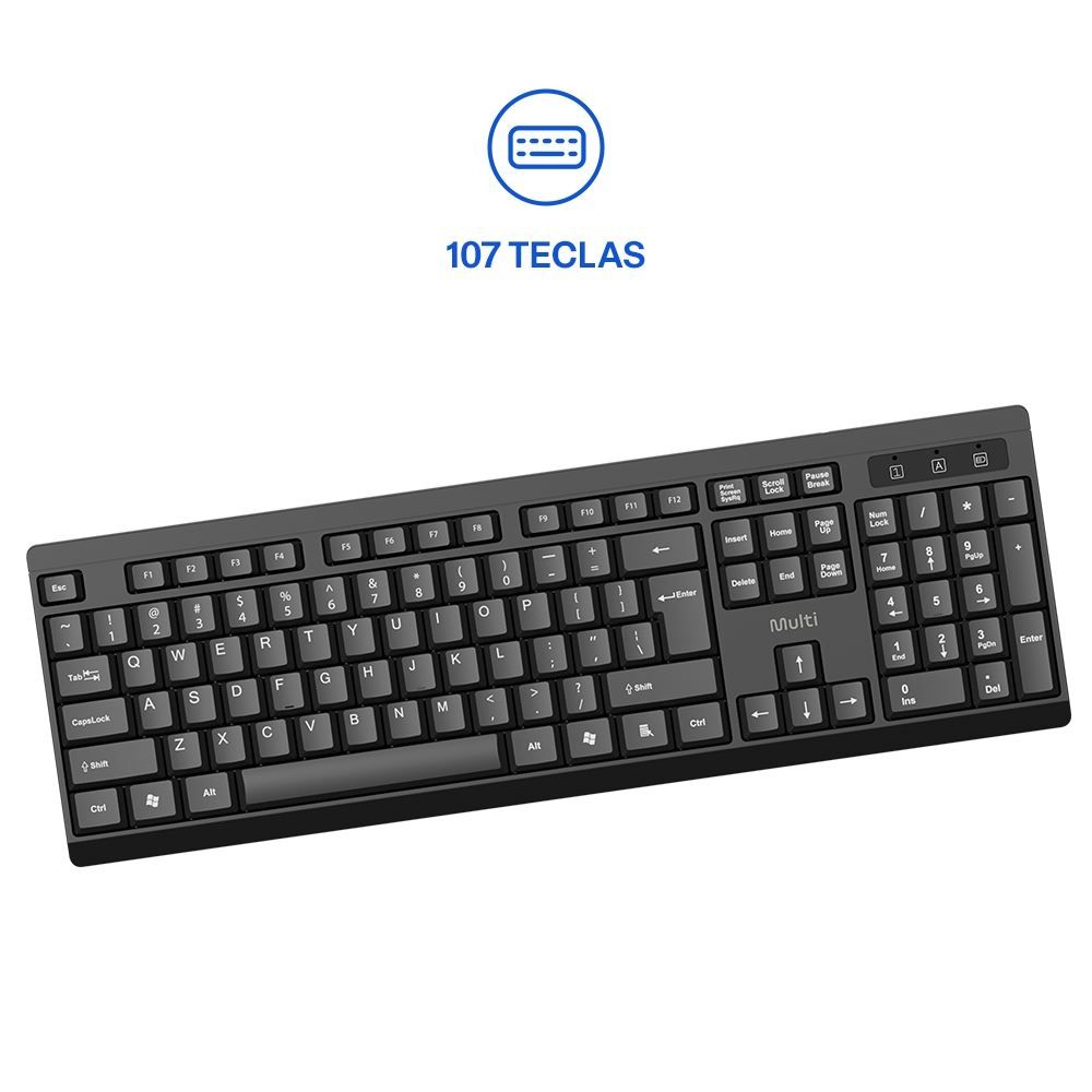 Combo Sem Fio Básico Multi Usb 2.4Ghz 1200Dpi