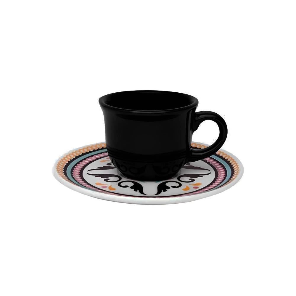 Jogo de Café Floreal Luiza Oxford 12 Peças - Preto