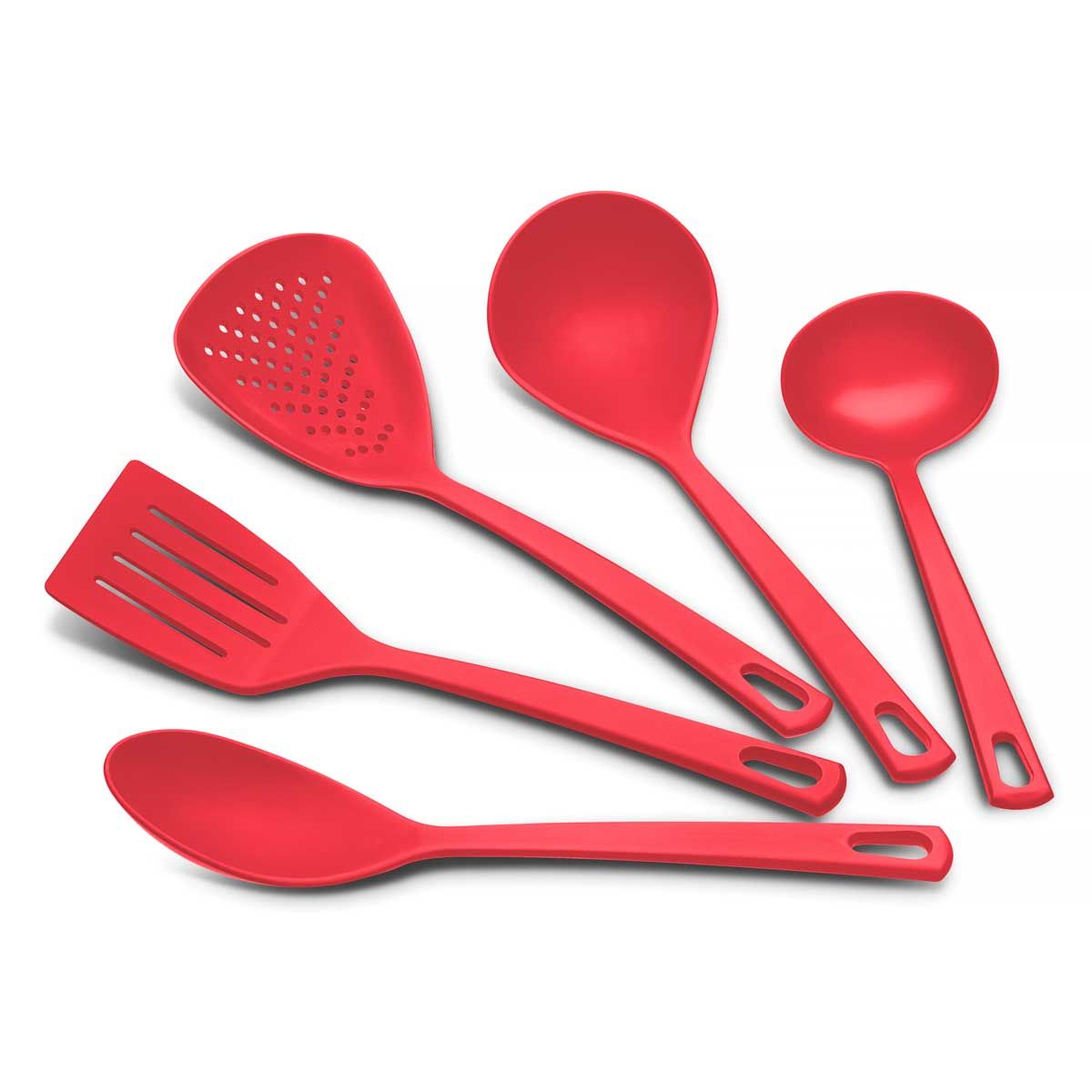 Jogo de Utensílios Nylon 5 peças Tramontina - Vermelho
