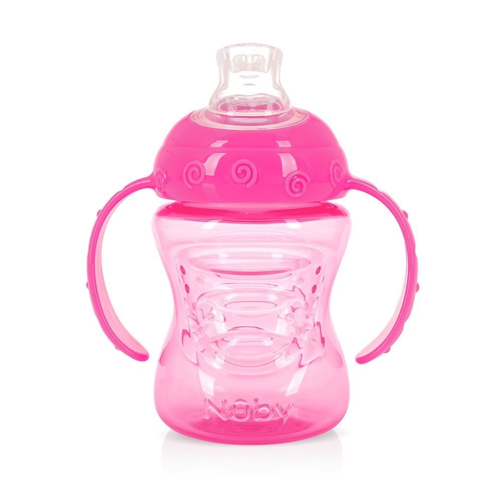 Copo com Alça e Super Bico de Silicone Nuby 240Ml - Rosa