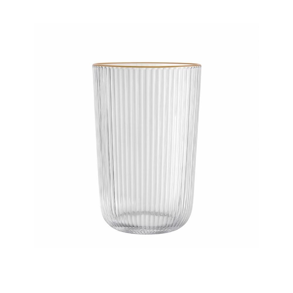 Copo De Vidro Filete Dourado Lines Wolff 430Ml - Transparente