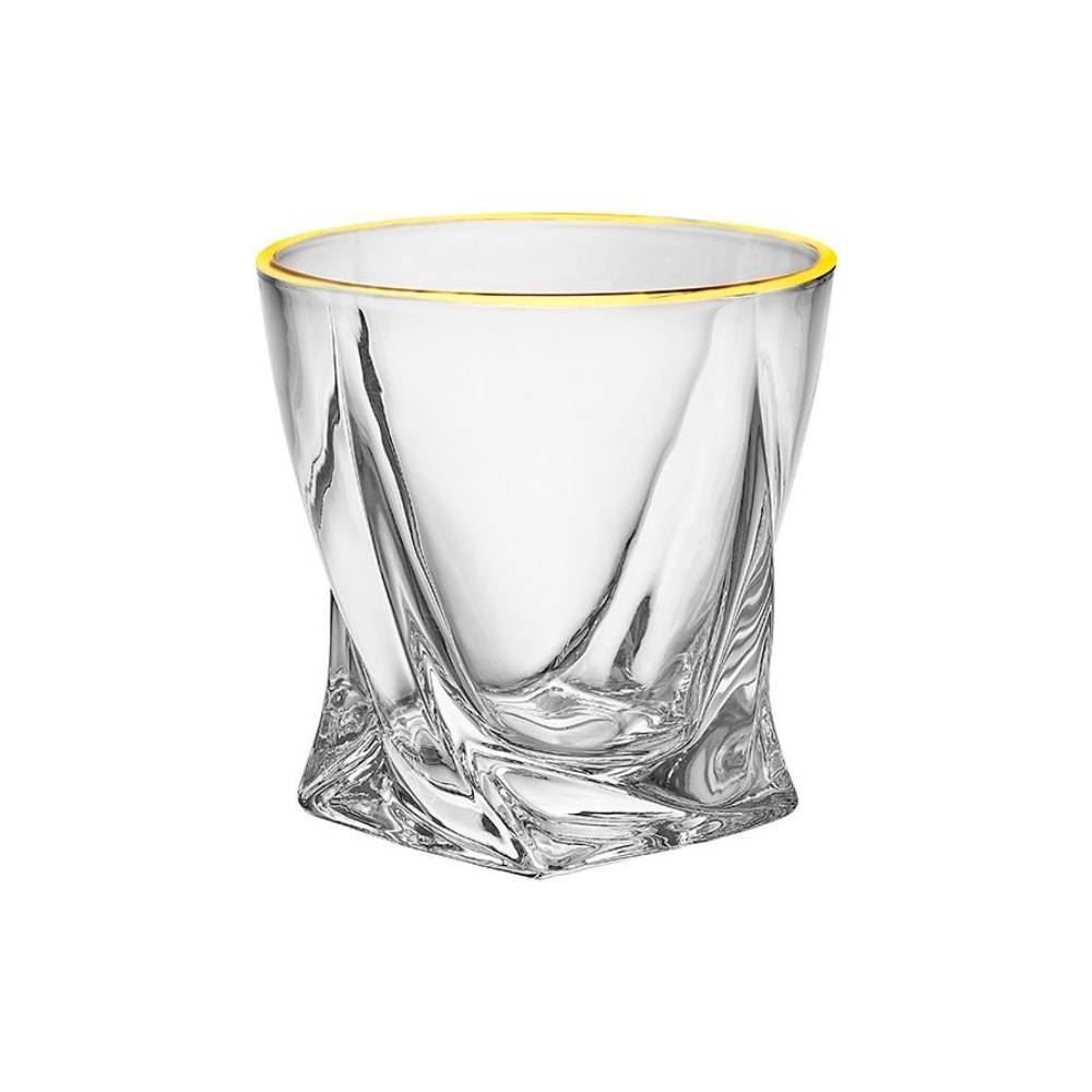 Copo Baixo De Cristal Ice Com Borda Dourada 300Ml Hauskraft - Transparente