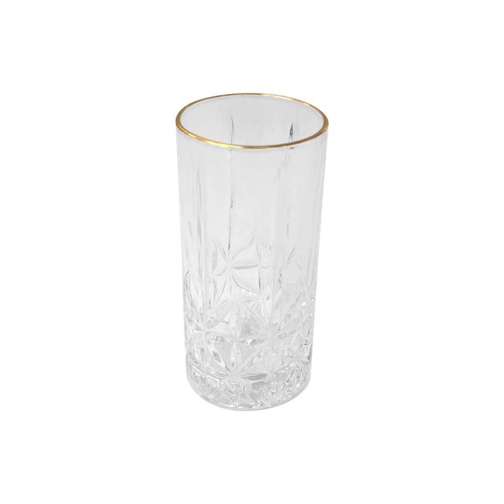 Copo Long Drink Com Filete Dourado Flower Havan Casa - 340ml