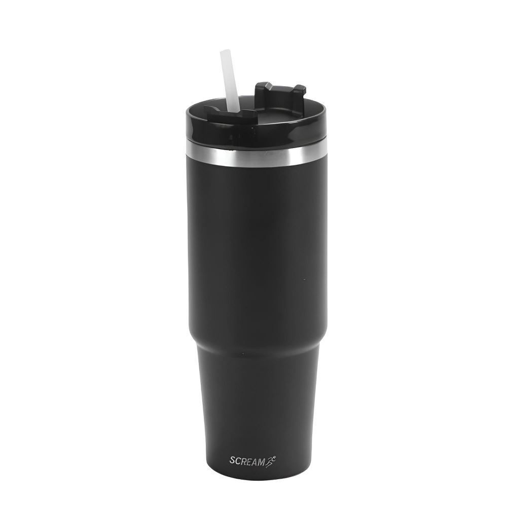 Copo Térmico Com Canudo Preto Scream Havan Casa - 900Ml