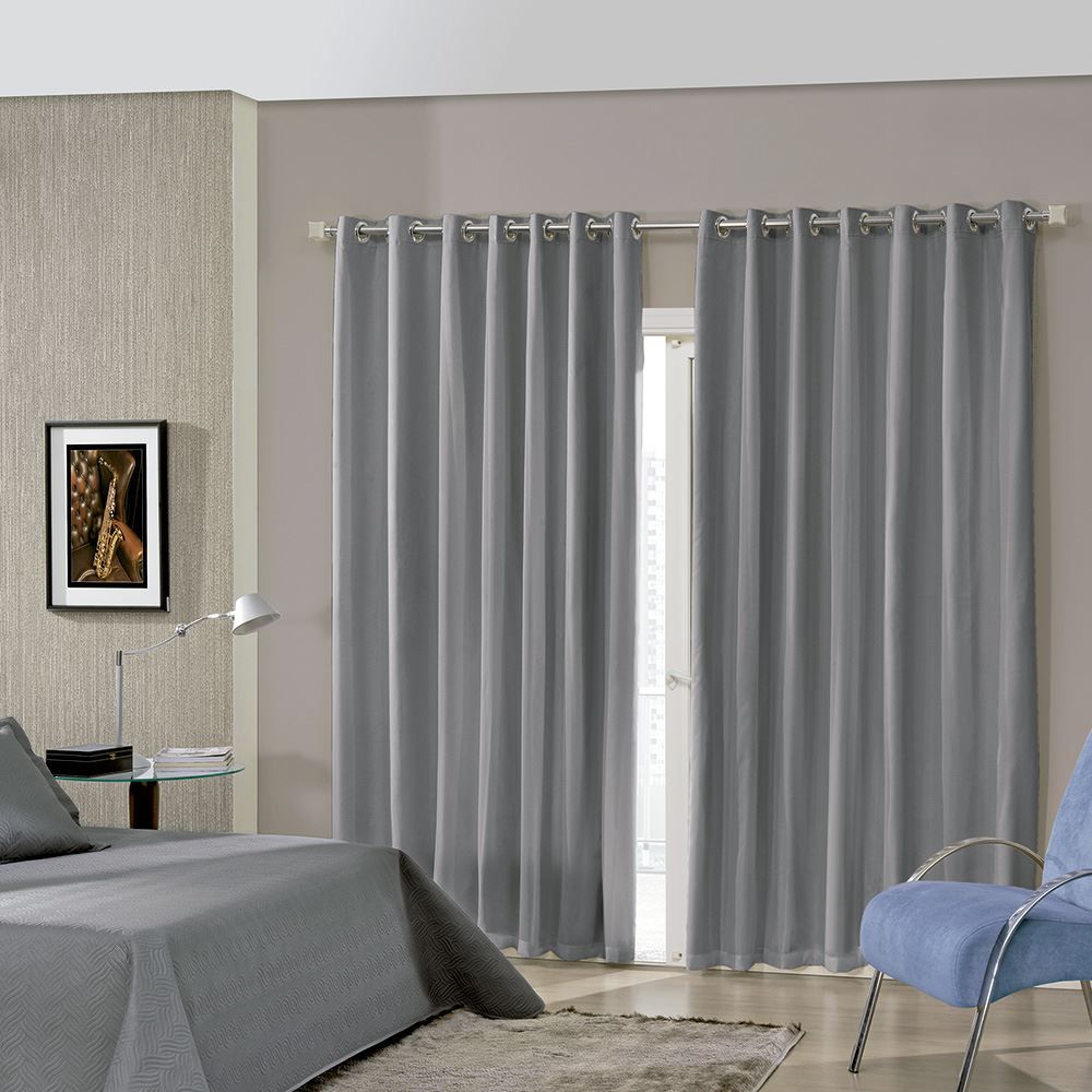 Cortina para Quarto e Sala 2,60X2,30 m Voil Bellini Havan Casa - Cinza Escuro