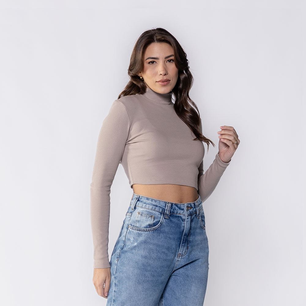 Cropped Feminino Com Gola Alta De Ribana Boby Blues