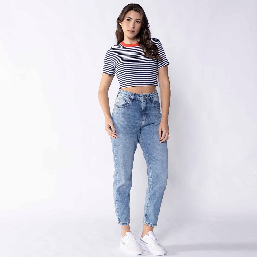 Cropped Feminino Listrado Em Ribana Boby Blues
