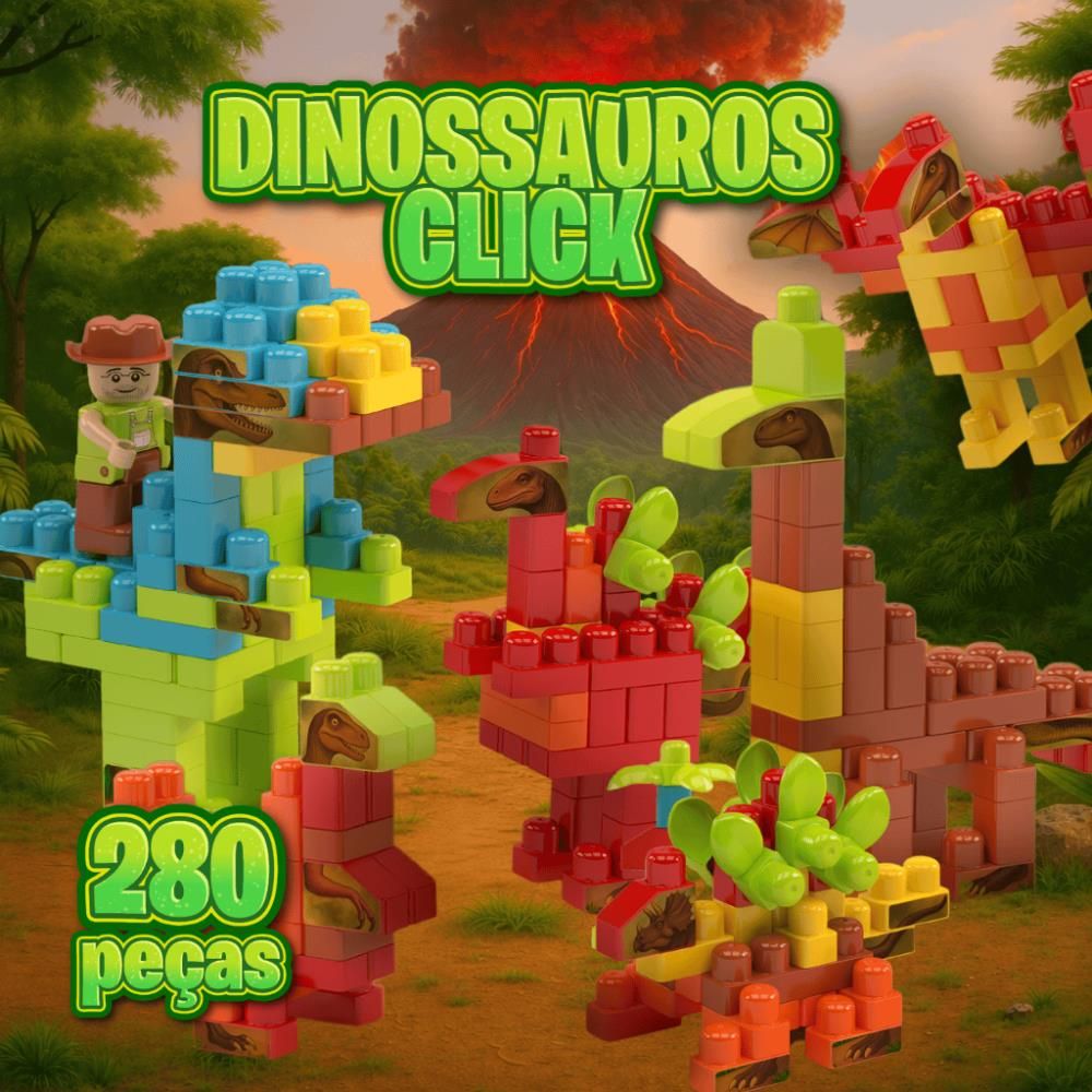 Dinossauros Blocos Dismat 280 Peças