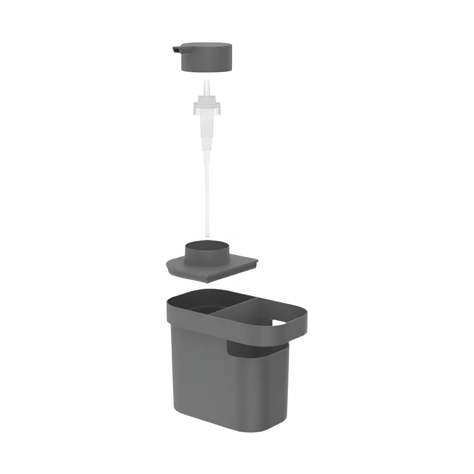 Dispenser Para Detergente Com Organizador De Pia Trium Ou 650Ml - Chumbo